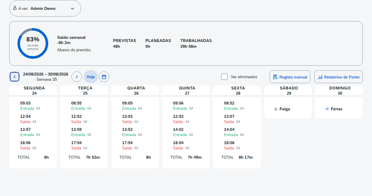 Tema claro do RegistoDePonto